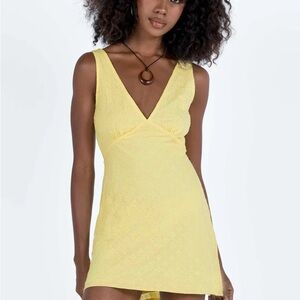 Princess Polly Yellow Eyelet Mini Dress